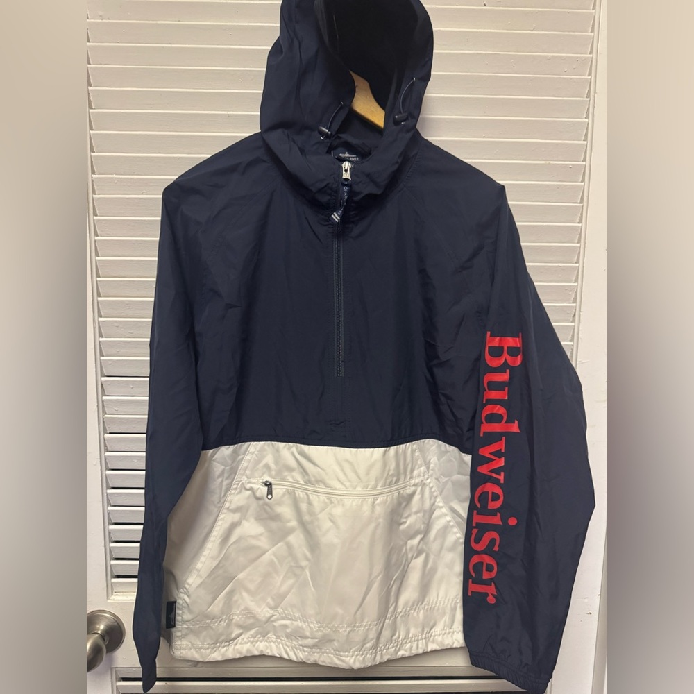 Small Budweiser Black and White Windbreaker by Charles River